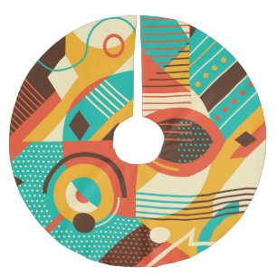 Colourful geometric retro: vintage abstraction. brushed polyester tree skirt
