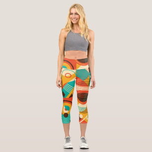 Colourful geometric retro: vintage abstraction. capri leggings