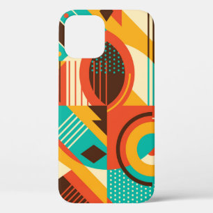 Colourful geometric retro: vintage abstraction. iPhone 12 case
