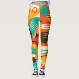 Colourful geometric retro: vintage abstraction. leggings