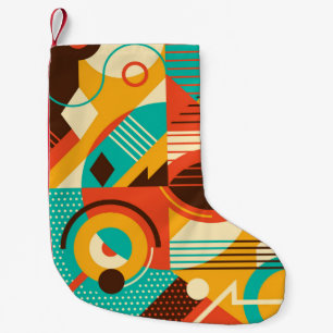 Colourful geometric retro: vintage abstraction. small christmas stocking