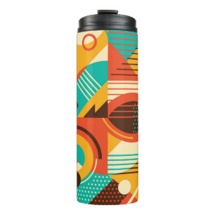 Colourful geometric retro: vintage abstraction. thermal tumbler