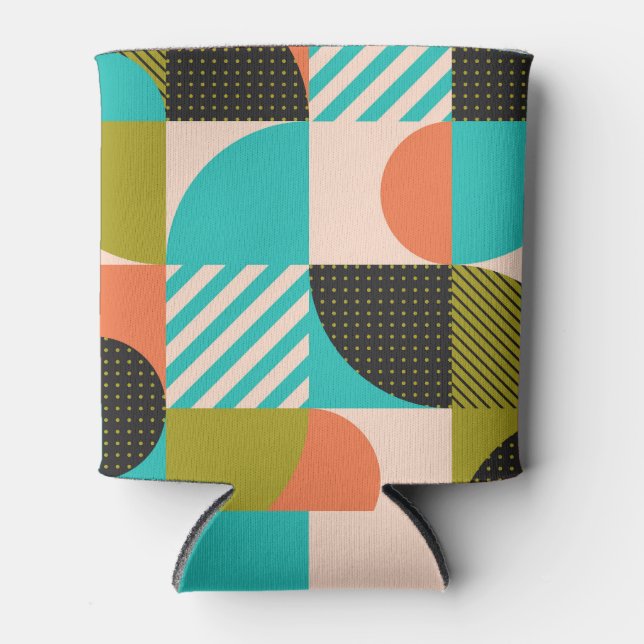 Colourful geometric, Scandinavian style pattern. Can Cooler (Front)