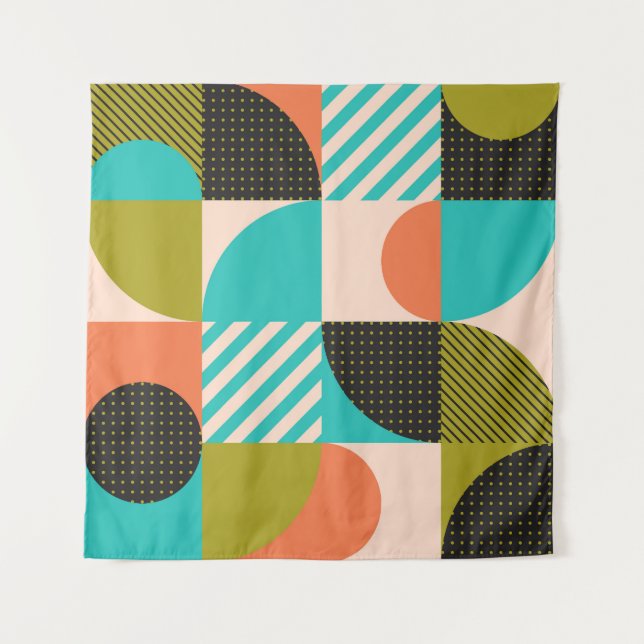 Colourful geometric, Scandinavian style pattern. Tapestry (Front)