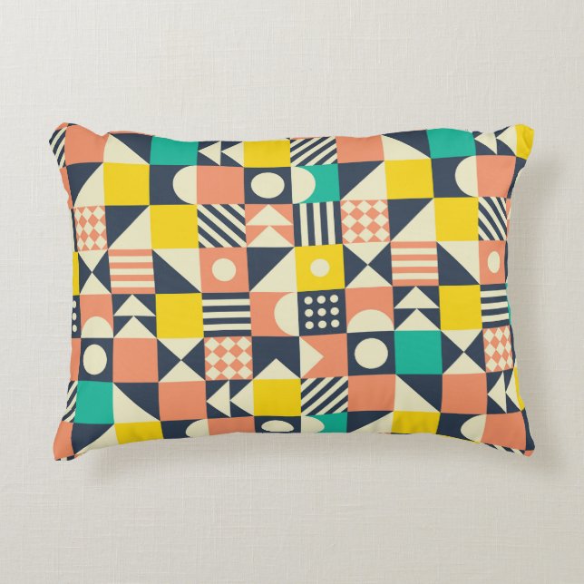 Colourful Geometric Seamless Pattern Accent Pillow (Front)