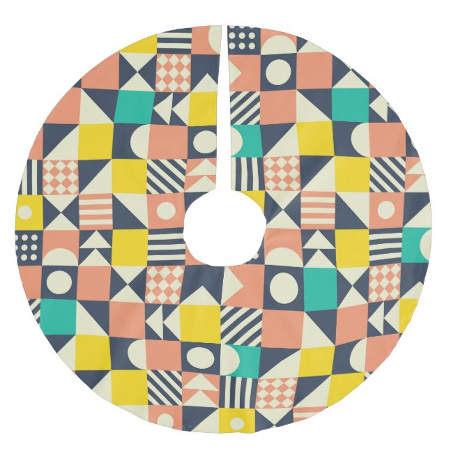 Colourful Geometric Seamless Pattern Brushed Polyester Tree Skirt (Front)