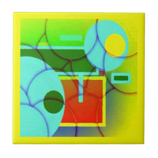 Colourful Geometric Shapes Abstract Art  Tile