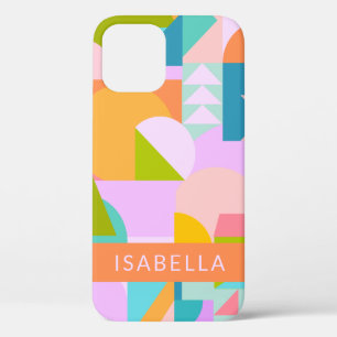 Colourful Geometric Shapes Collage Personalized  iPhone 12 Case