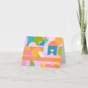 Colourful Geometric Shapes Collage Personalized   Note Card