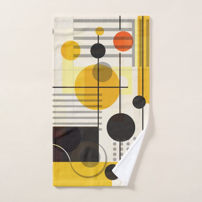 Colourful geometric shapes composition bath towel set (Hand Towel)