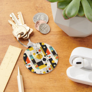 Colourful geometric shapes composition keychain