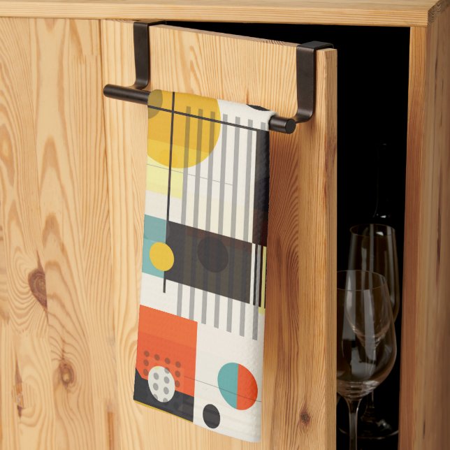 Colourful geometric shapes composition kitchen towel (Thirds Fold)