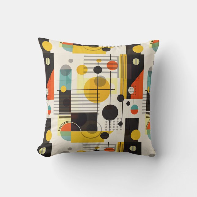 Colourful geometric shapes composition throw pillow (Front)