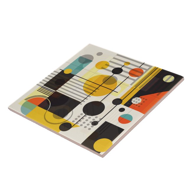 Colourful geometric shapes composition tile (Side)