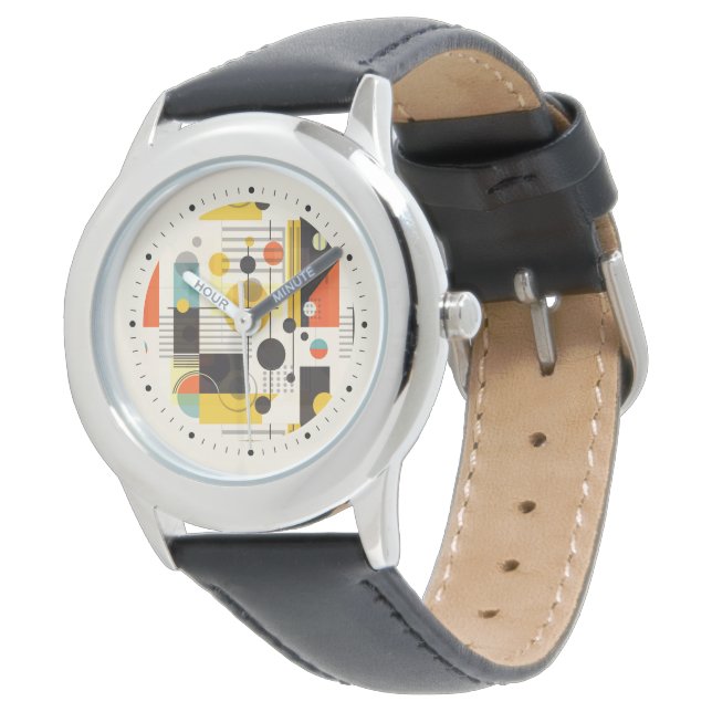 Colourful geometric shapes composition watch (Angled)