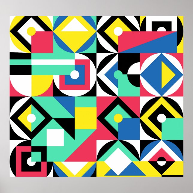 Colourful Geometric Shapes Decorative Ornament Poster (Front)