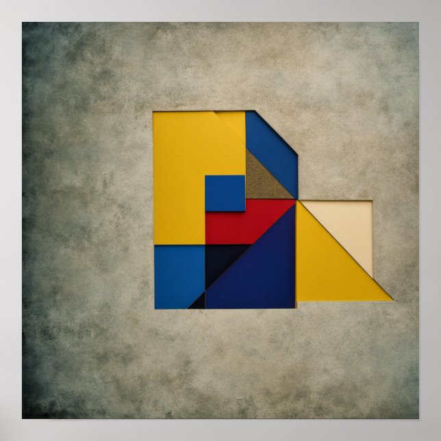 Colourful geometric shapes on a concrete backgroun poster (Front)