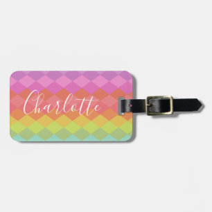 Colourful Geometric Shapes Pastel Personalized   Luggage Tag