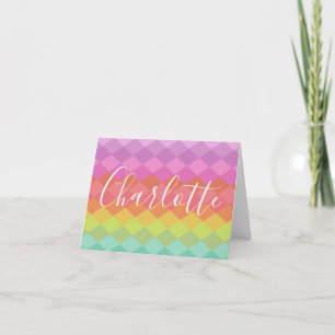Colourful Geometric Shapes Pastel Personalized    Note Card