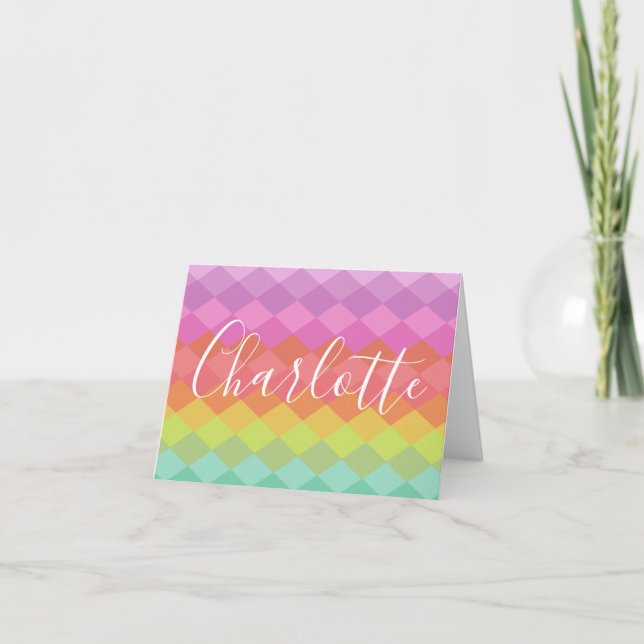 Colourful Geometric Shapes Pastel Personalized    Note Card (Front)
