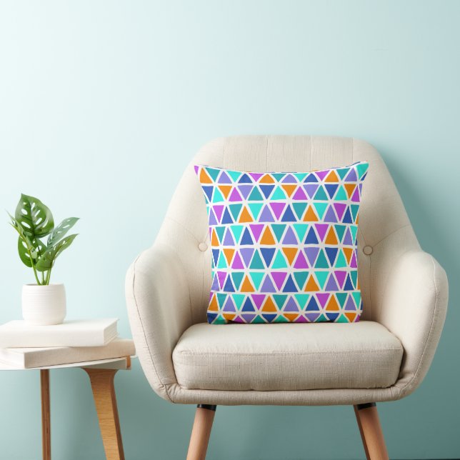 Colourful geometric shapes pattern 36 throw pillow (Chair)