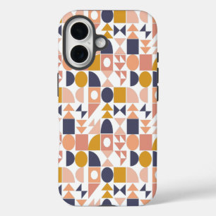 Colourful Geometric Shapes Pattern in Fall Colours iPhone 16 Case