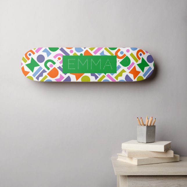 Colourful Geometric Shapes Personalized Skateboard (Wall Art (Horz))