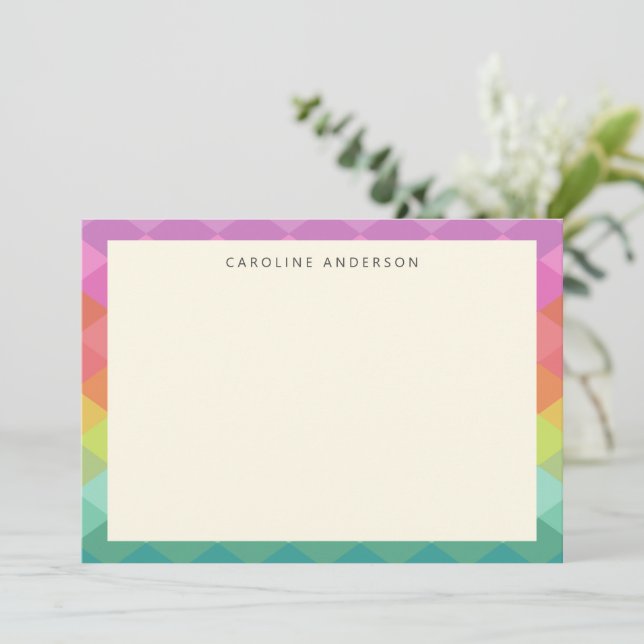 Colourful Geometric Shapes Rainbow Personalized    Card (Standing Front)