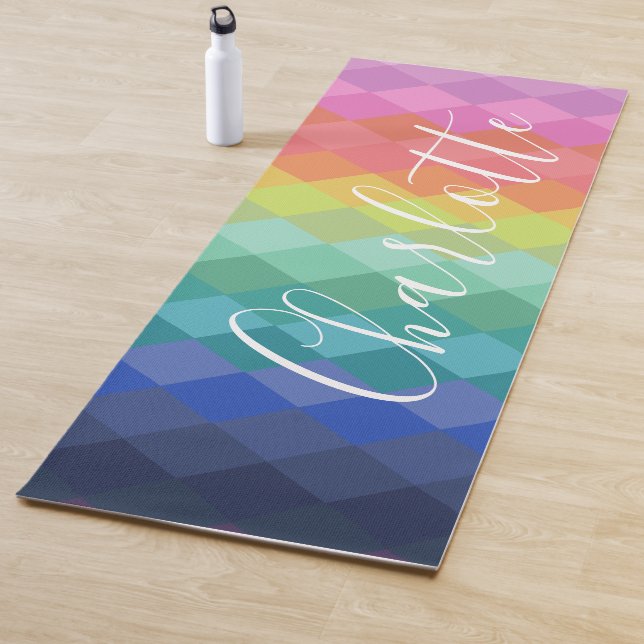 Colourful Geometric Shapes Rainbow Personalized  Yoga Mat (In Situ)