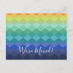 Colourful Geometric Shapes Rainbow We've Moved Postcard