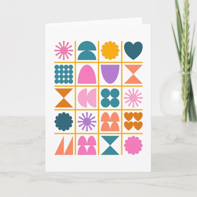 Colourful Geometric Shapes Simple Modern Design Card (Front)