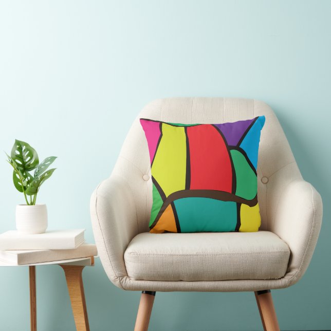 Colourful Geometric Shapes Throw Pillow (Chair)