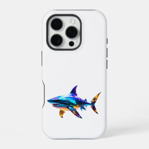 "Colourful Geometric Shark – Vibrant Polygon Art S iPhone 16 Pro Case