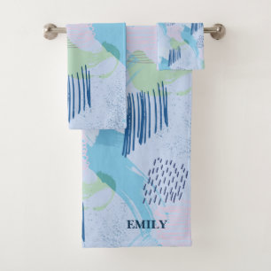 Colourful Geometric Spirals and Lines Bath Towel Set