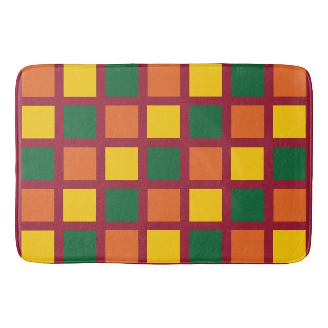 Colourful Geometric Squares Bath Mat (Front)