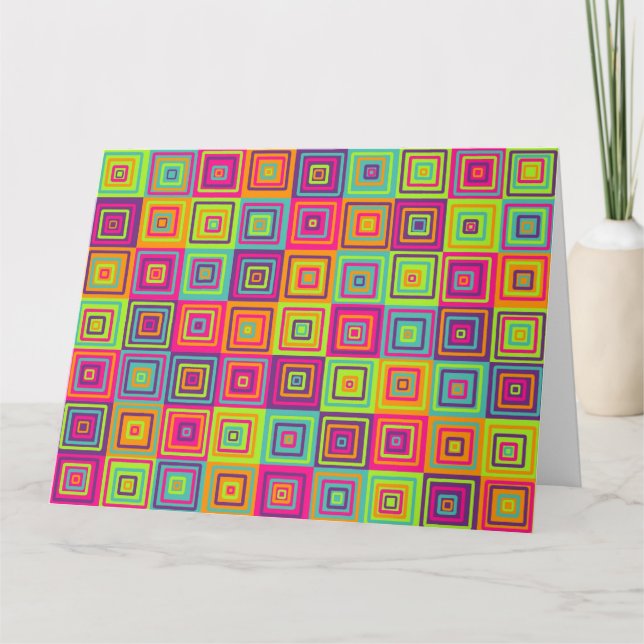 Colourful Geometric Squares Card (Front)