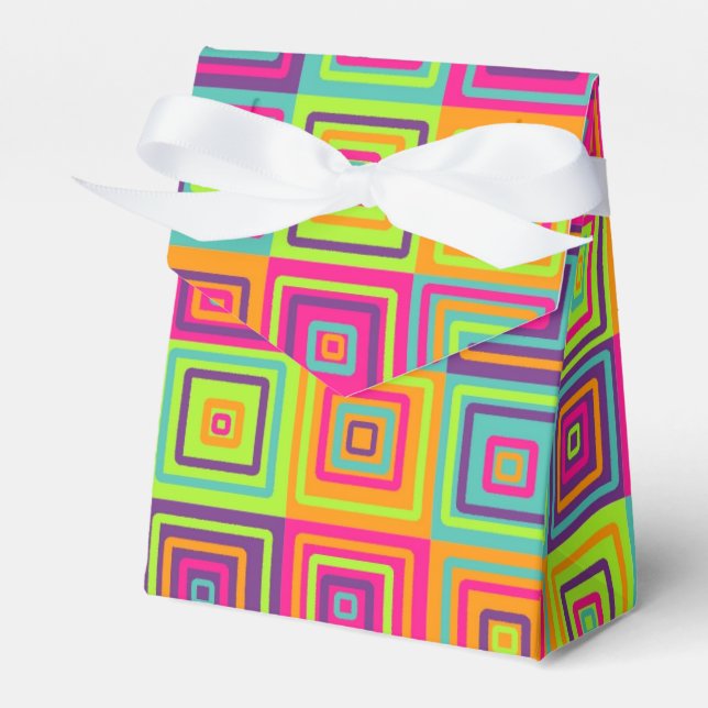 Colourful Geometric Squares Favor Box (Front Side)