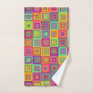 Colourful Geometric Squares Hand Towel