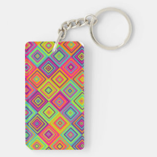 Colourful Geometric Squares Keychain