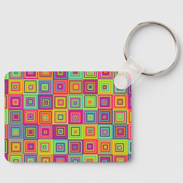 Colourful Geometric Squares Keychain (Front)