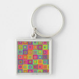Colourful Geometric Squares Keychain