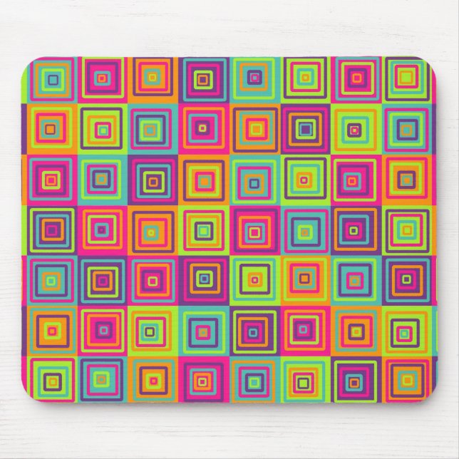 Colourful Geometric Squares Mouse Pad (Front)