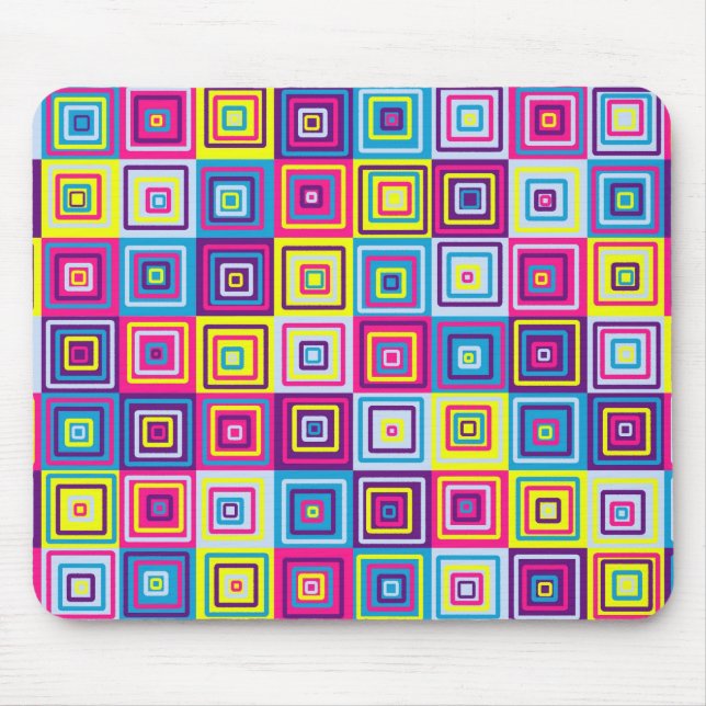 Colourful Geometric Squares Mouse Pad (Front)