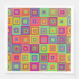 Colourful Geometric Squares Napkin