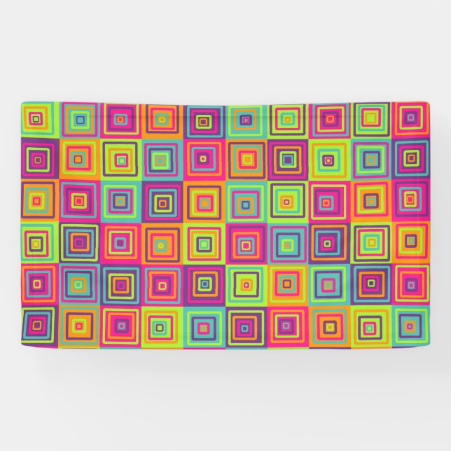 Colourful Geometric Squares Pattern Banner (Horizontal)
