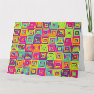 Colourful Geometric Squares Pattern Card