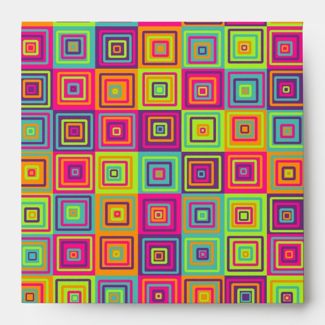 Colourful Geometric Squares Pattern Envelope (Front)