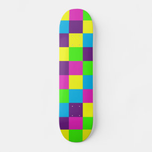 Colourful Geometric Squares Pattern Skateboard
