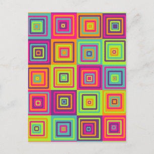 Colourful Geometric Squares Postcard