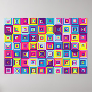 Colourful Geometric Squares Poster